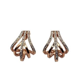 Rose Gold Color Cubic Zirconia Earrings Pierced